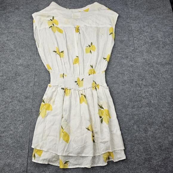 Rails Dress Womens Large Angelina Lemon Citronnade Linen Blend Smocked Waist - Picture 9 of 9
